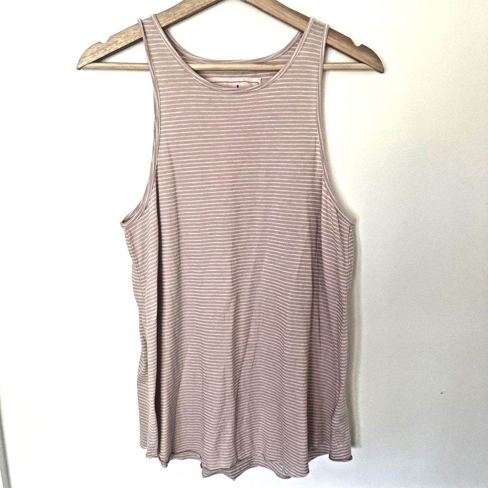 Frank & Eileen Tee Lab Base Layer Tank Top Womens Sz Med White Pink Raw Hem Long
